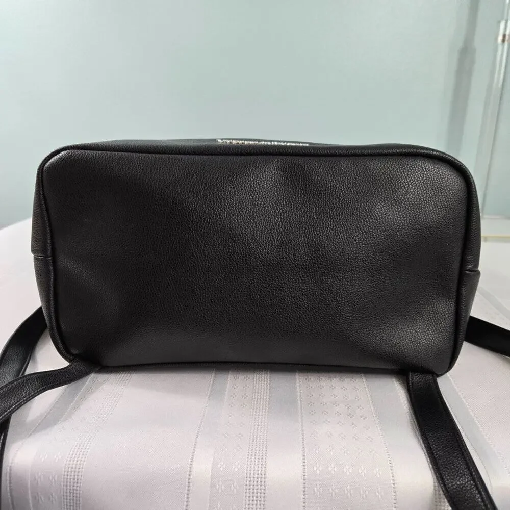 Victoria's Secret Black Faux Leather Backpack w/Handle & Straps